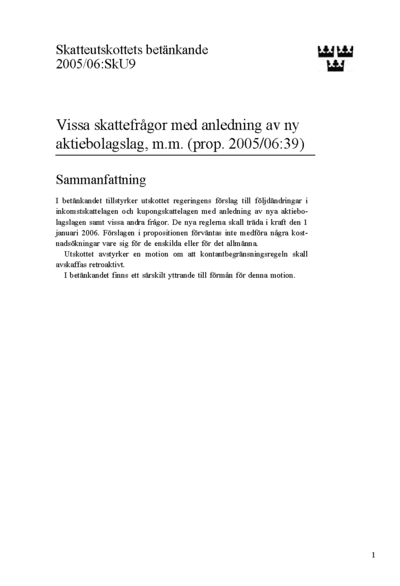 Omslaget till bet. 2005/06:SkU9