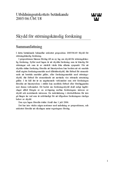Omslaget till bet. 2005/06:UbU18