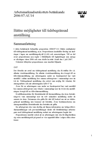 Omslaget till bet. 2006/07:AU14