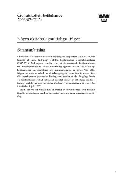 Omslaget till bet. 2006/07:CU24