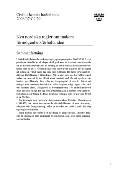 Omslaget till bet. 2006/07:CU29