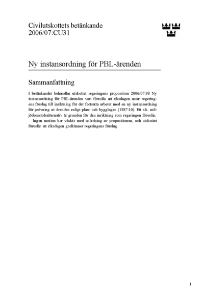 Omslaget till bet. 2006/07:CU31