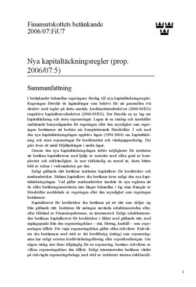 Omslaget till bet. 2006/07:FiU7