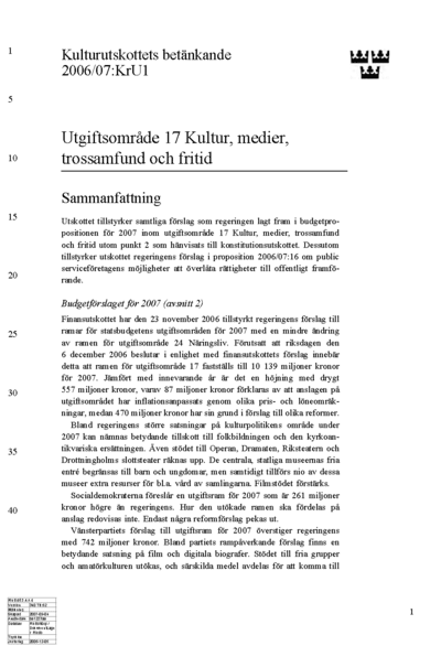 Omslaget till bet. 2006/07:KrU1