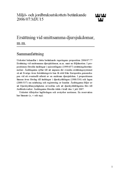 Omslaget till bet. 2006/07:MJU15
