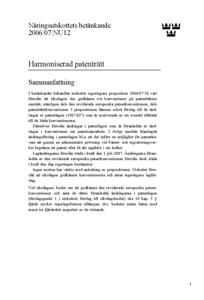 Omslaget till bet. 2006/07:NU12