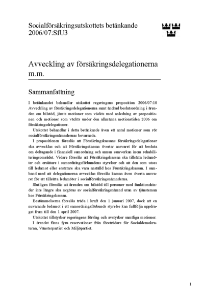 Omslaget till bet. 2006/07:SfU3