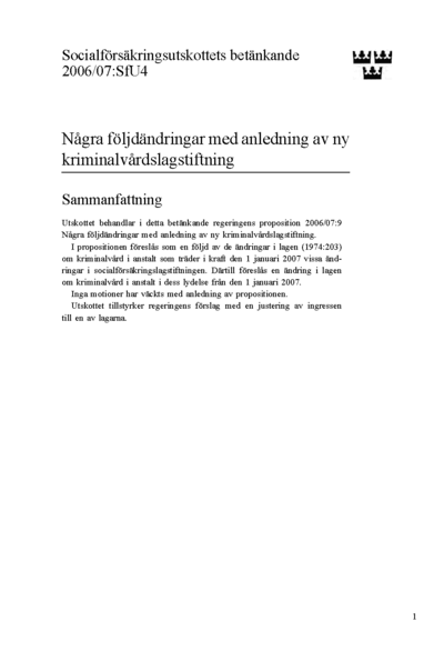 Omslaget till bet. 2006/07:SfU4