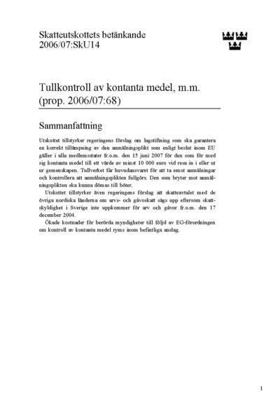 Omslaget till bet. 2006/07:SkU14