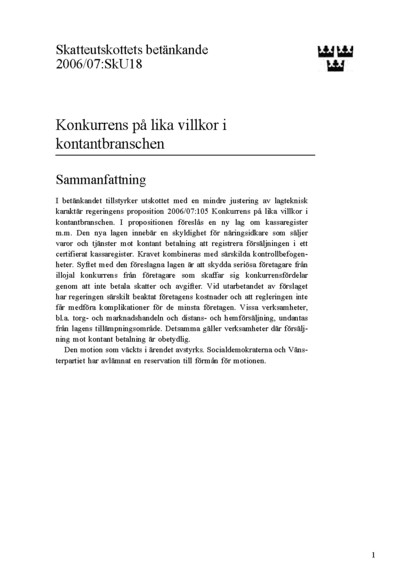 Omslaget till bet. 2006/07:SkU18