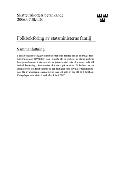 Omslaget till bet. 2006/07:SkU20