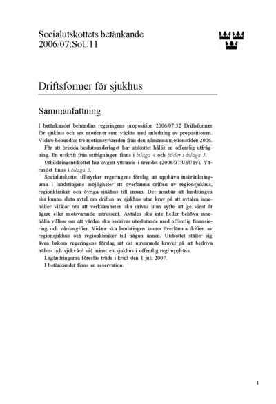 Omslaget till bet. 2006/07:SoU11