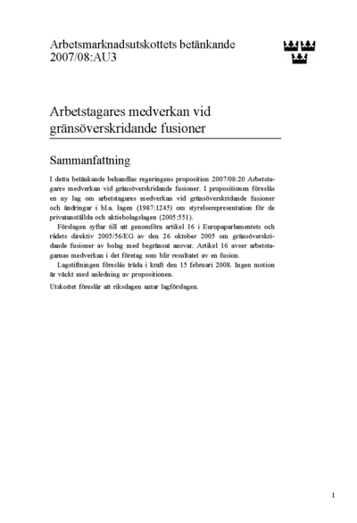 Omslaget till bet. 2007/08:AU3