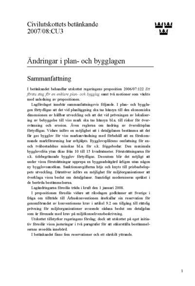 Omslaget till bet. 2007/08:CU3