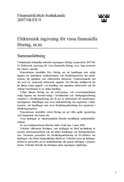 Omslaget till bet. 2007/08:FiU9