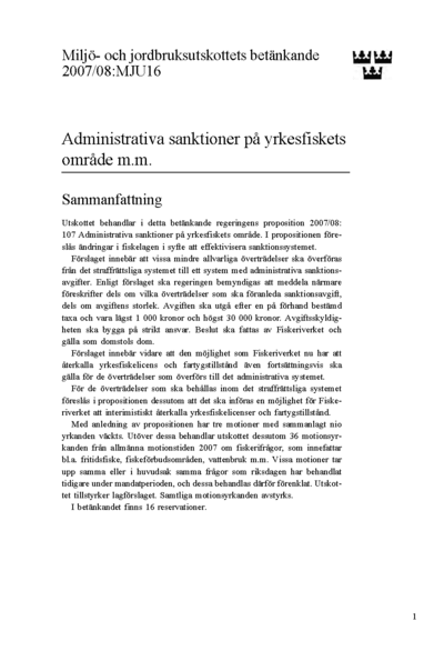 Omslaget till bet. 2007/08:MJU16