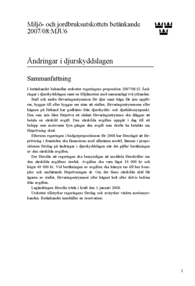Omslaget till bet. 2007/08:MJU6
