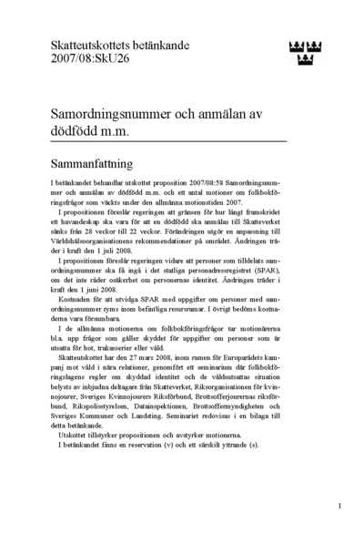 Omslaget till bet. 2007/08:SkU26