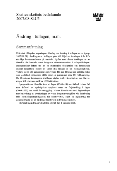 Omslaget till bet. 2007/08:SkU5