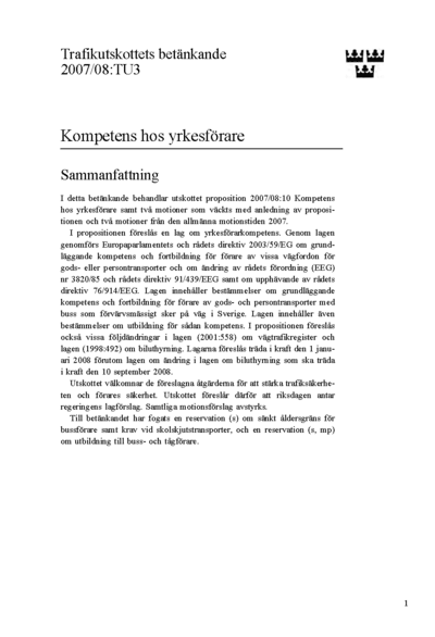 Omslaget till bet. 2007/08:TU3