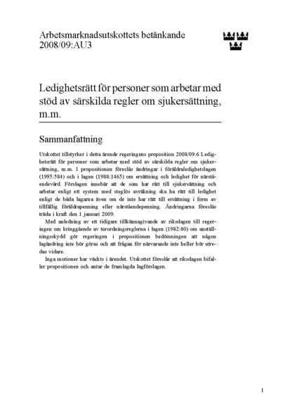 Omslaget till bet. 2008/09:AU3