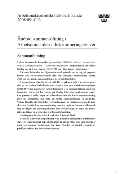 Omslaget till bet. 2008/09:AU6