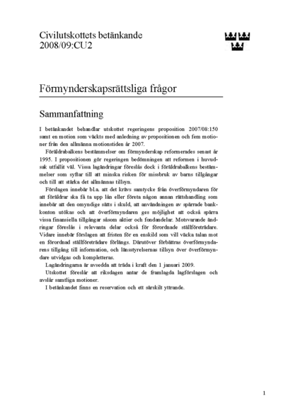 Omslaget till bet. 2008/09:CU2