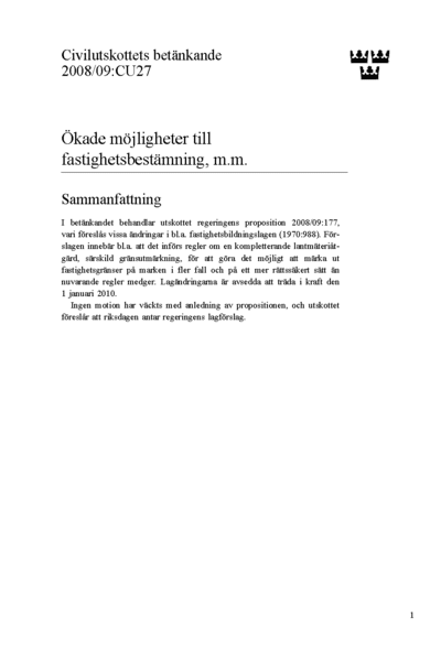 Omslaget till bet. 2008/09:CU27