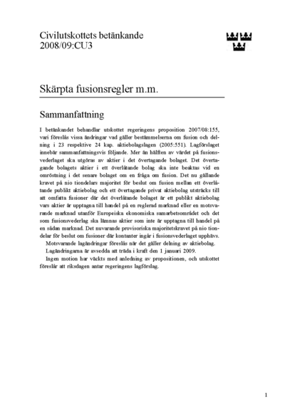 Omslaget till bet. 2008/09:CU3