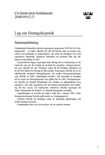 Omslaget till bet. 2008/09:CU5