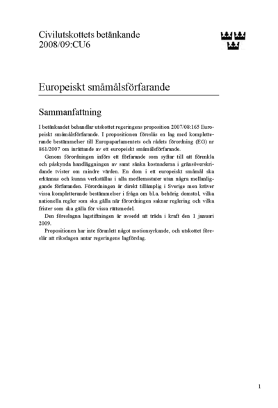 Omslaget till bet. 2008/09:CU6