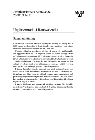Omslaget till bet. 2008/09:JuU1