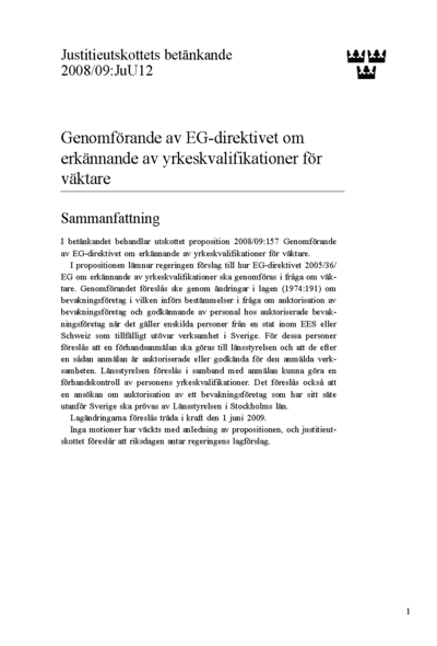 Omslaget till bet. 2008/09:JuU12