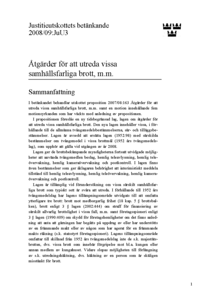 Omslaget till bet. 2008/09:JuU3
