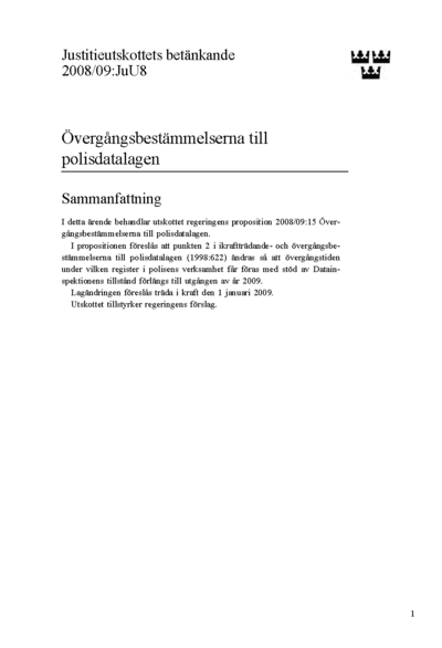 Omslaget till bet. 2008/09:JuU8