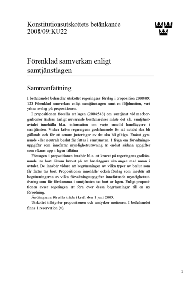Omslaget till bet. 2008/09:KU22