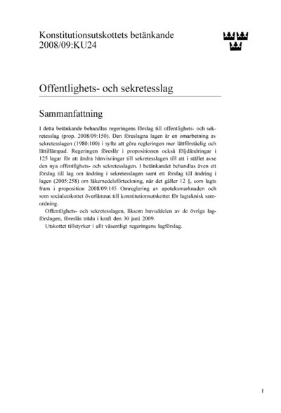 Omslaget till bet. 2008/09:KU24