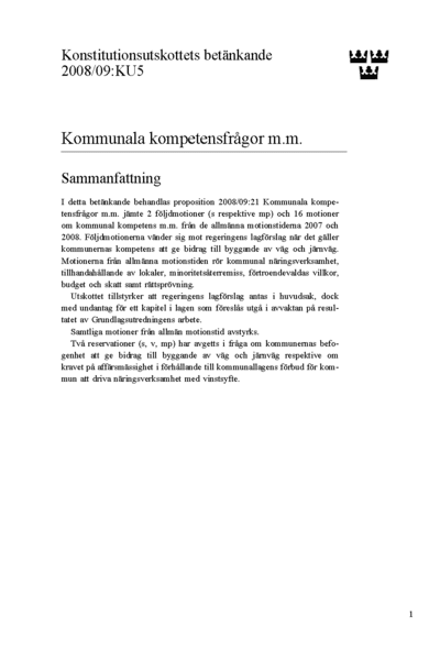 Omslaget till bet. 2008/09:KU5