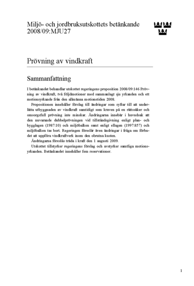 Omslaget till bet. 2008/09:MJU27