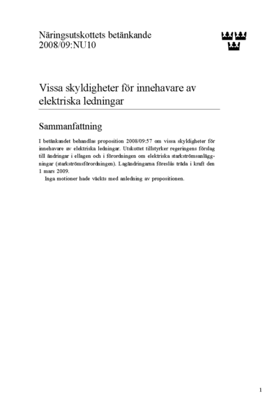 Omslaget till bet. 2008/09:NU10