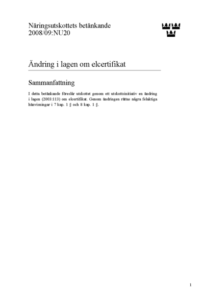 Omslaget till bet. 2008/09:NU20