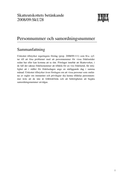 Omslaget till bet. 2008/09:SkU28