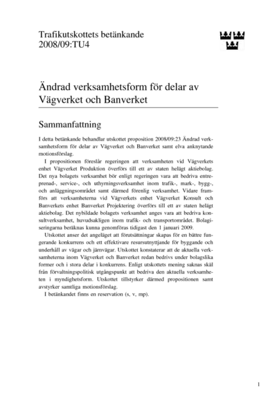 Omslaget till bet. 2008/09:TU4