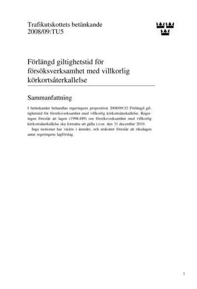 Omslaget till bet. 2008/09:TU5