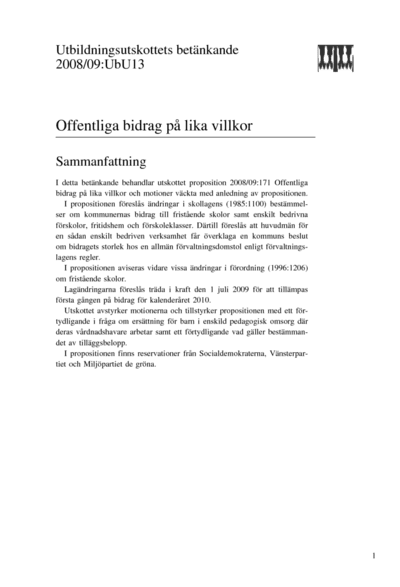 Omslaget till bet. 2008/09:UbU13