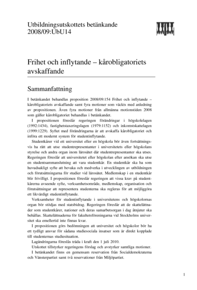 Omslaget till bet. 2008/09:UbU14