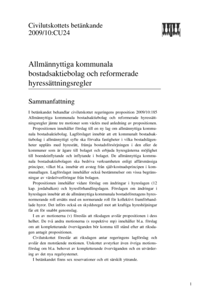 Omslaget till bet. 2009/10:CU24