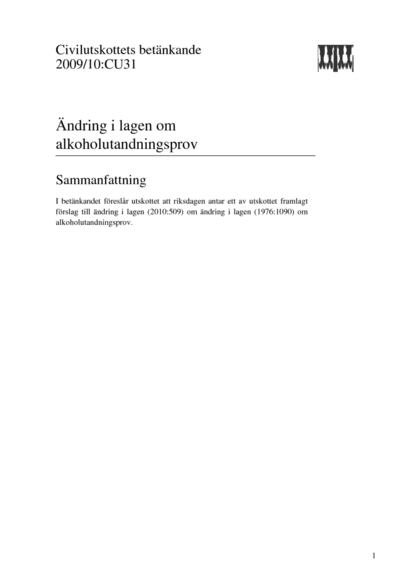 Omslaget till bet. 2009/10:CU31