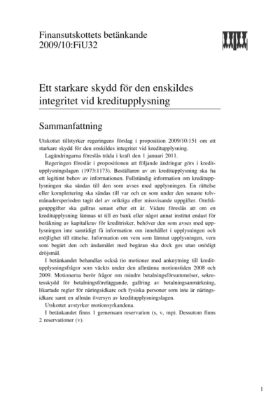 Omslaget till bet. 2009/10:FiU32