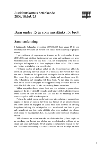 Omslaget till bet. 2009/10:JuU25